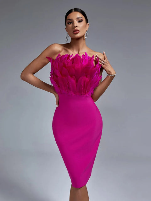 Catch a Break Feather Me Up Midi Dress