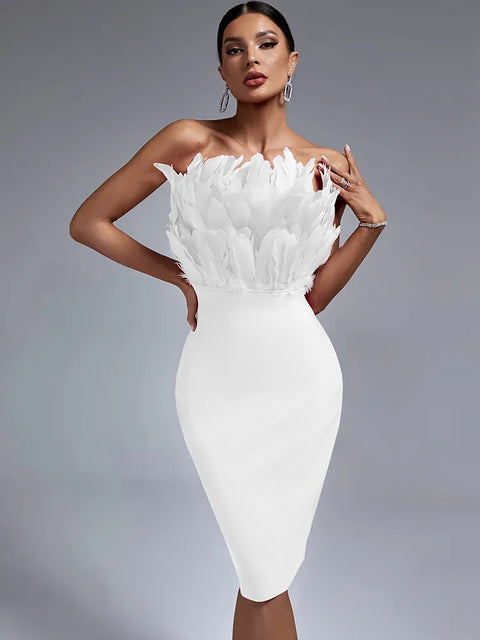 Catch a Break Feather Me Up Midi Dress