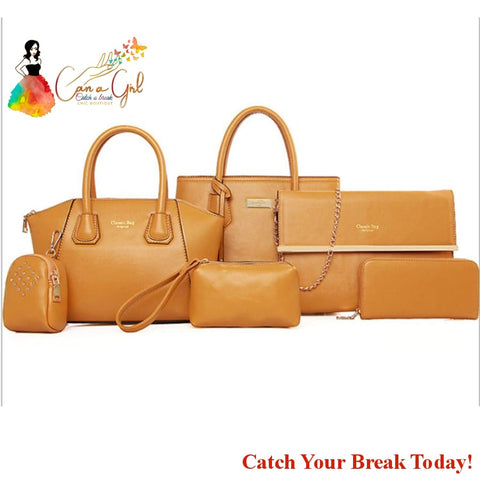 Catch A Break 6 Pieces Purse Set - Yellow - purses