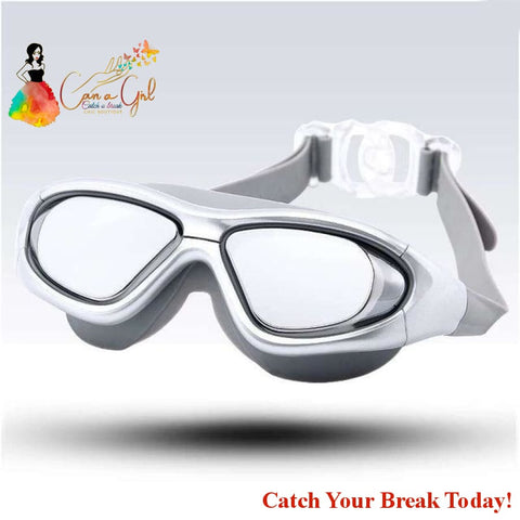 Catch A Break Anti-Fog Waterproof Swimming Goggles - Silver 