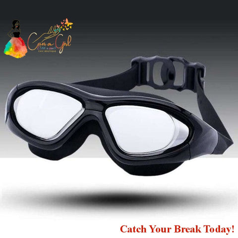 Catch A Break Anti-Fog Waterproof Swimming Goggles - Black -
