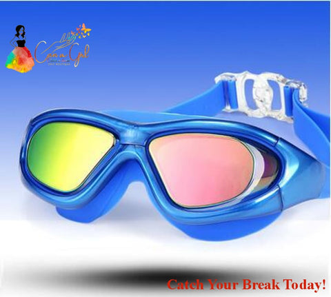 Catch A Break Anti-Fog Waterproof Swimming Goggles - Blue - 