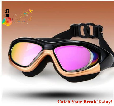 Catch A Break Anti-Fog Waterproof Swimming Goggles - Gold - 