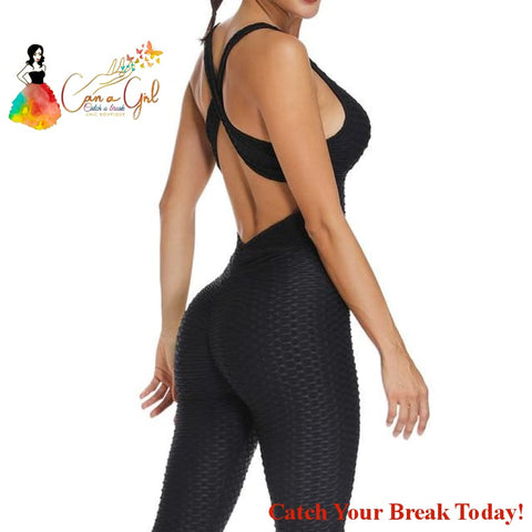 Catch A Break Backless Sport Jumpsuit - Long Pant Black / L 