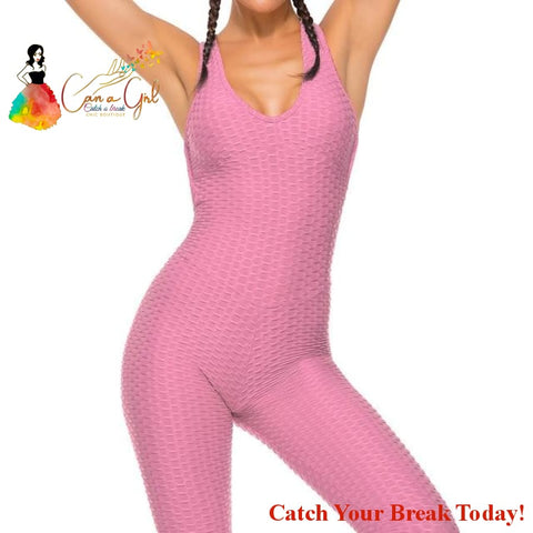 Catch A Break Backless Sport Jumpsuit - Long Pant Pink / L /