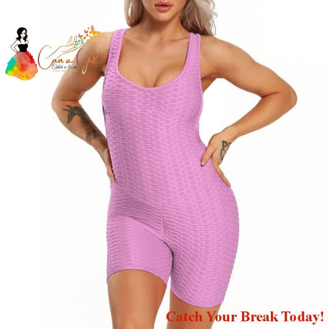 Catch A Break Backless Sport Jumpsuit - Short Pant Pink / XL