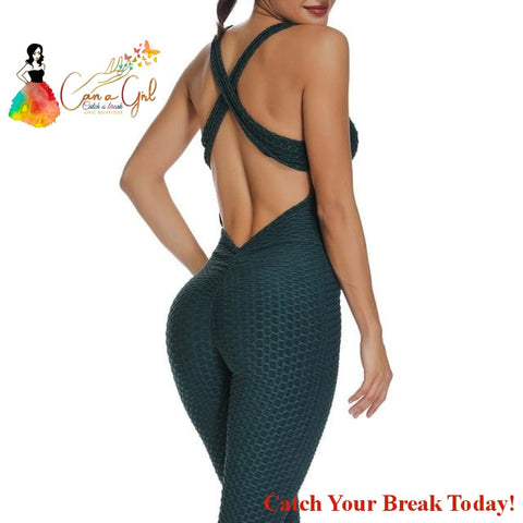 Catch A Break Backless Sport Jumpsuit - Long Pant Green / S 