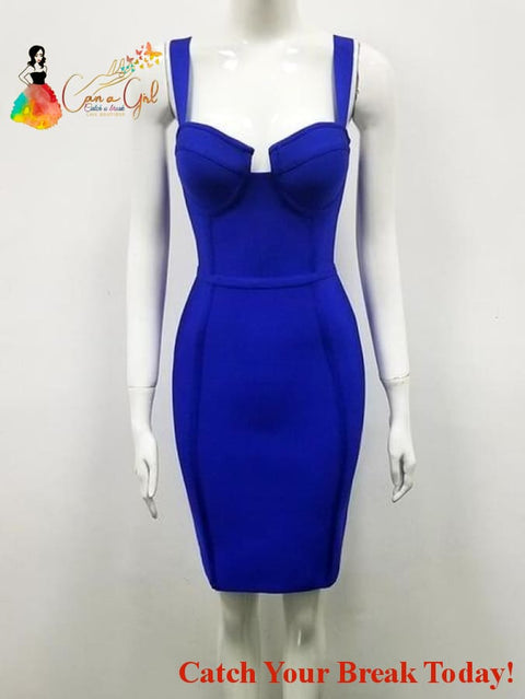 Catch A Break Celebrity Designer Dress - H280-Blue / L - 