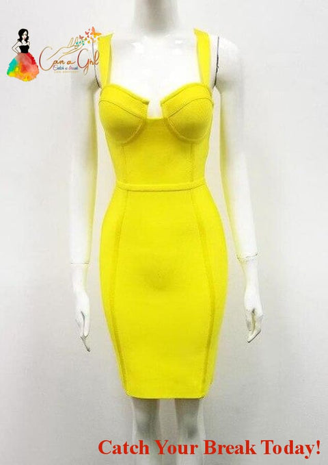 Catch A Break Celebrity Designer Dress - H280-Yellow / L - 