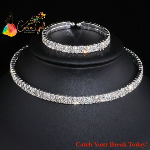 Catch A Break Classic Elegant Rhinestone Necklace - 2 Lays -