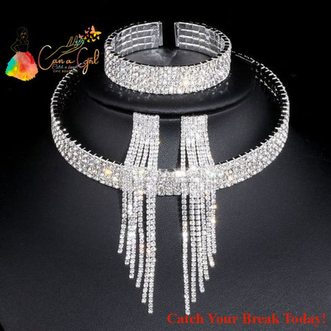 Catch A Break Classic Elegant Rhinestone Necklace - 4 Lays 