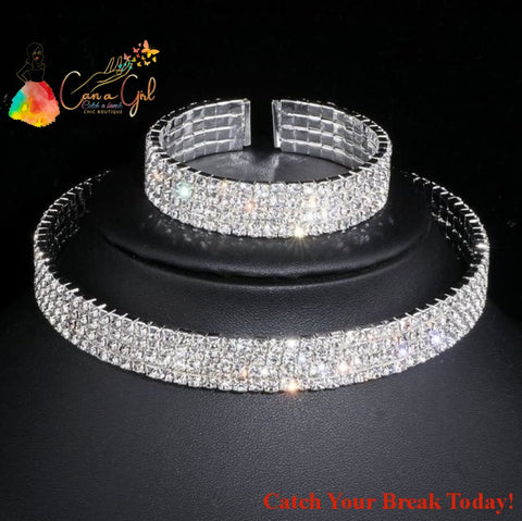 Catch A Break Classic Elegant Rhinestone Necklace - 4 Lays -