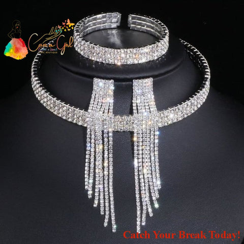 Catch A Break Classic Elegant Rhinestone Necklace - 3 Lays 