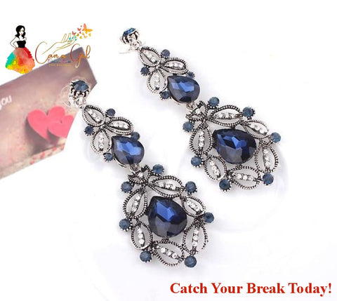 Catch A Break Crystal Drop Earrings - blue - jewelry