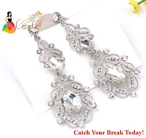 Catch A Break Crystal Drop Earrings - silver - jewelry