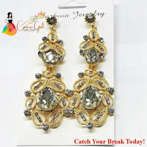 Catch A Break Crystal Drop Earrings - gold white - jewelry