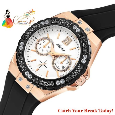 Catch A Break Diamond Blue Rubber Analog Quartz Wristwatch -