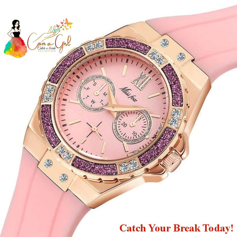 Catch A Break Diamond Blue Rubber Analog Quartz Wristwatch -