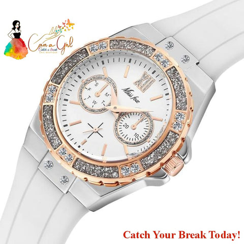 Catch A Break Diamond Blue Rubber Analog Quartz Wristwatch -