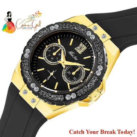 Catch A Break Diamond Blue Rubber Analog Quartz Wristwatch -