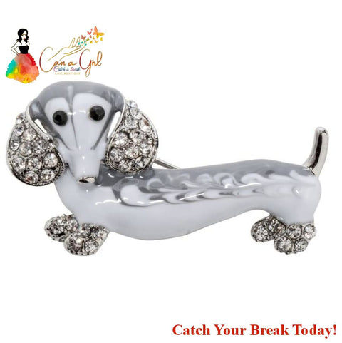 Catch A Break Dog Brooch - gray / China - accessories