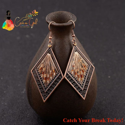 Catch A Break Ethnic Silk Vintage Gypsy Boho Earrings - 
