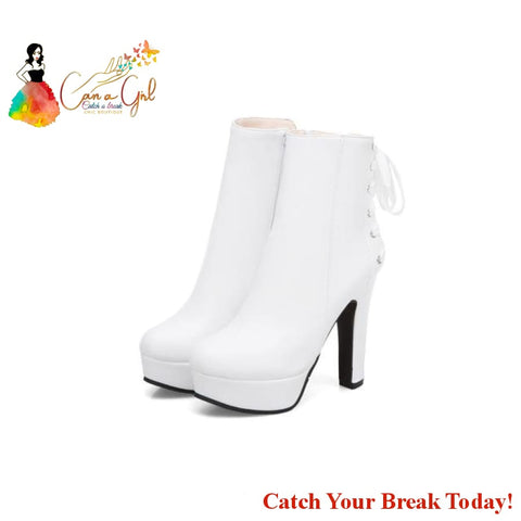 Catch A Break Fashionable Ankle Boots - White / 4 - boots