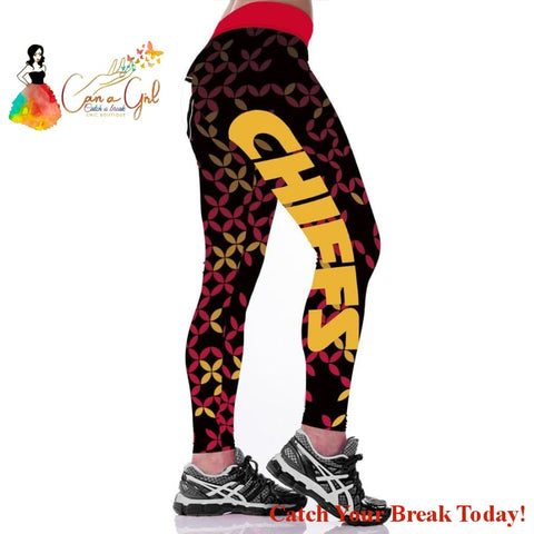 Catch A Break Football Team Leggings-Chiefs - accessories