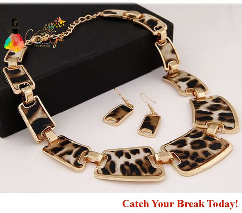 Catch A Break Geometric Leopard Necklace Sets - jewelry