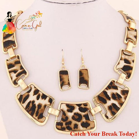 Catch A Break Geometric Leopard Necklace Sets - jewelry