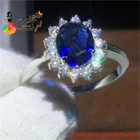 Catch A Break Green Blue Stone Crystal Rings - 6 / R395 - 