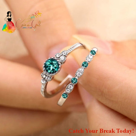 Catch A Break Green Blue Stone Crystal Rings - jewelry