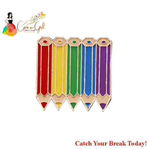 Catch A Break Pride Rainbow Brooch - pencil / China - 