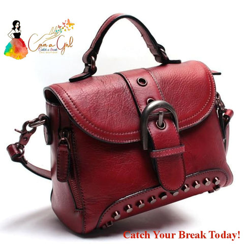 Catch a Break Retro Genuine Vintage Leather Ladies Bag - Red