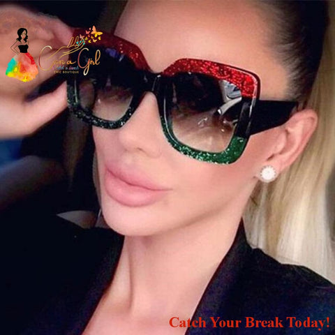 Catch a Break Retro Sun glasses Red Green Shades - 