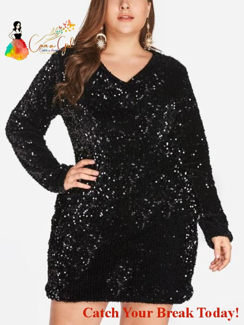 Catch A Break Sequin Cocktail Dress - Black / XL / United 