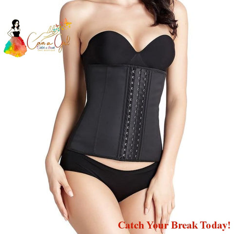 Catch A Break Steel Bone Waist Trainer Latex - Black / XXL /