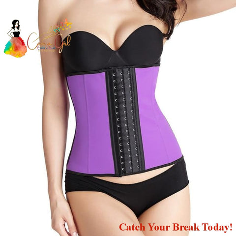 Catch A Break Steel Bone Waist Trainer Latex - Purple / XXL 