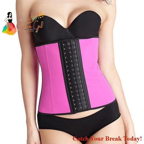 Catch A Break Steel Bone Waist Trainer Latex - Pink / XXL / 