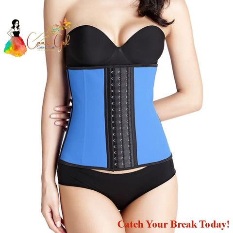 Catch A Break Steel Bone Waist Trainer Latex - Blue / XXL / 