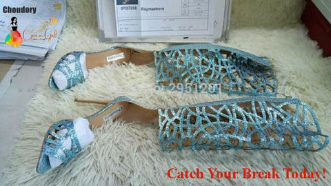 Catch a Break Stunning Bling Leather Gladiator Sandals - as 