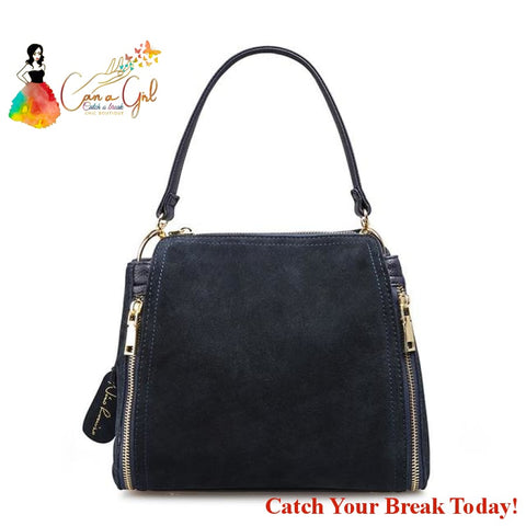 Catch A Break Suede Leather Shoulder Bag - Navy Blue / China