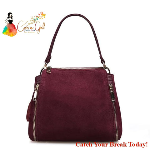 Catch A Break Suede Leather Shoulder Bag - Dark Purple / 