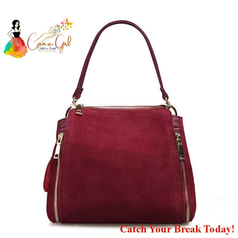 Catch A Break Suede Leather Shoulder Bag - Burgundy / China 