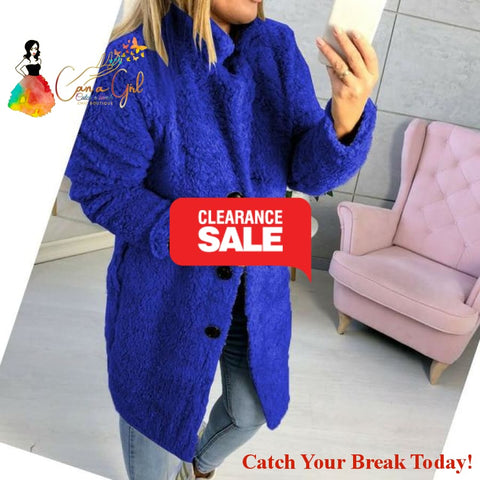 Catch A Break Teddy Winter Coat - Blue / S - Clothing