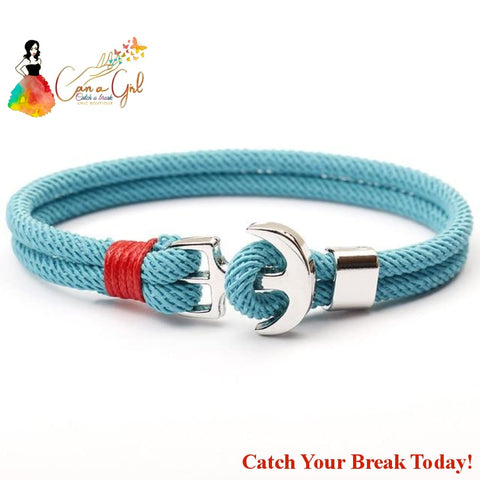 Catch a Break Thread Rope Charm Bracelets - light blue / 