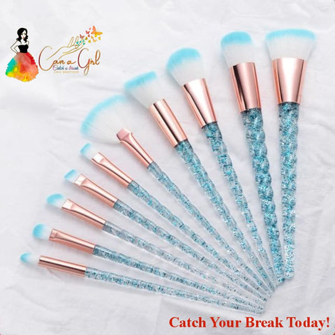 Catch A Break Unicorn Makeup Brushes - Blue - accessories
