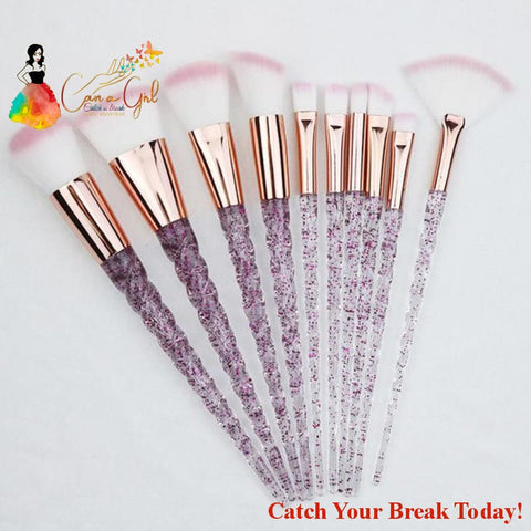 Catch A Break Unicorn Makeup Brushes - purple handle - 