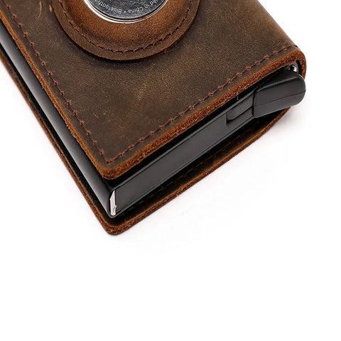 Catch a Break Genuine Leather Wallets For Apple Airtag Case Multi Card Holder