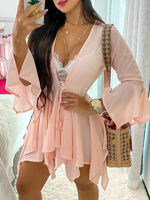 Catch A Break V Cut Casual Two-piece Set